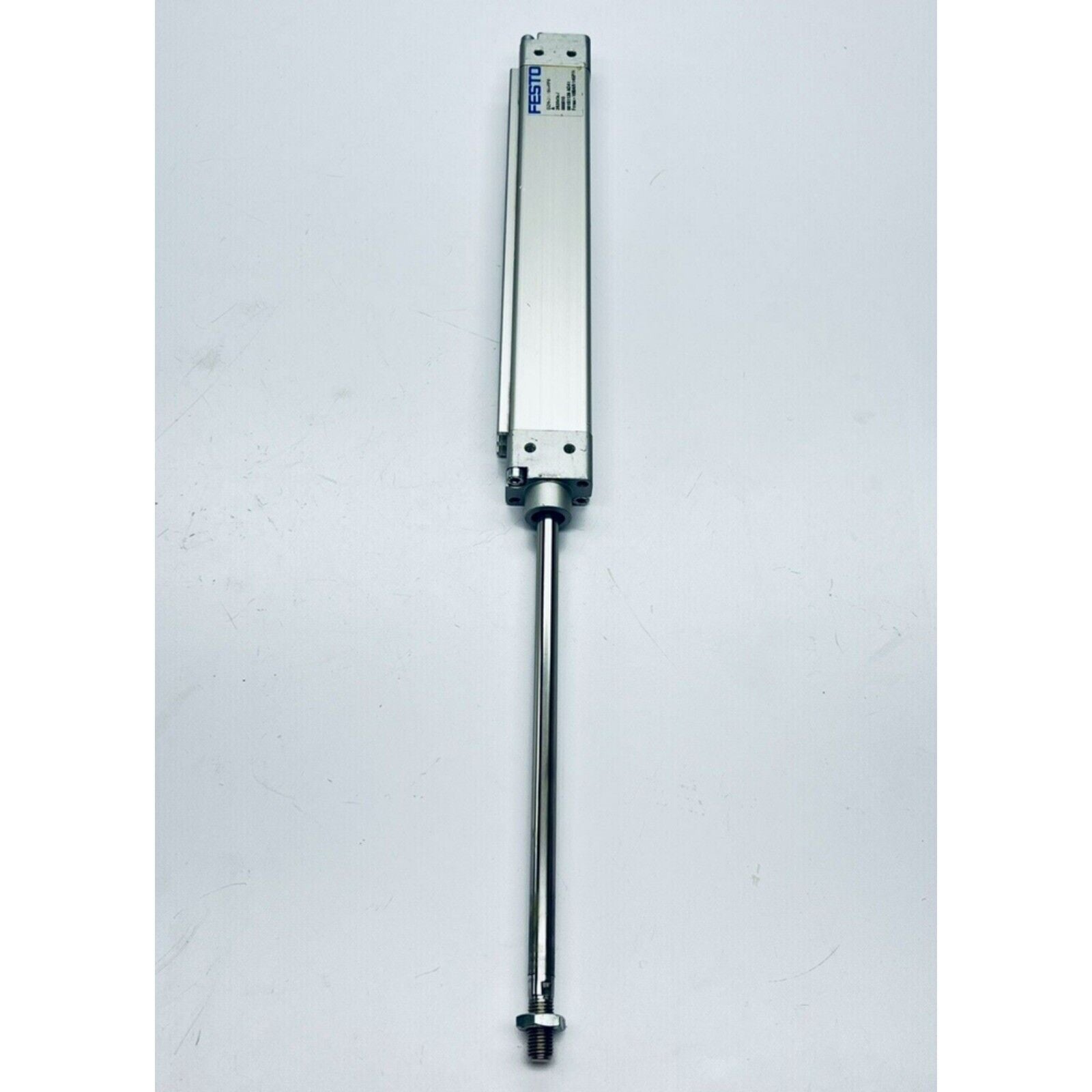 Festo DZH-25-200-PPV-A flat cylinder, silver pneumatic actuator, industrial automation part.