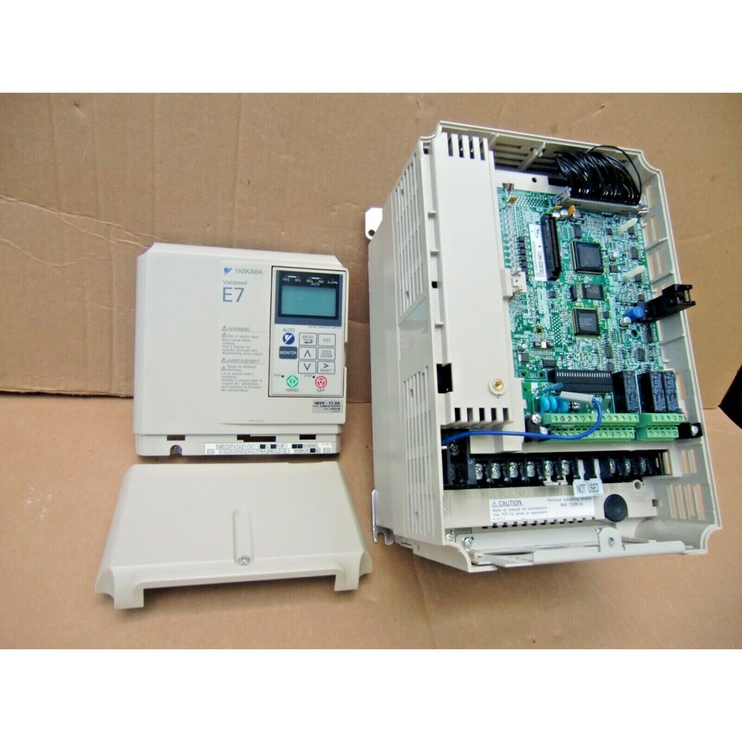 Inverter | YASKAWA | E7 VARIABLE FREQUENCY AC DRIVE, 380-480V, 17A, 10HP, P/N: CIMR-E7U47P5