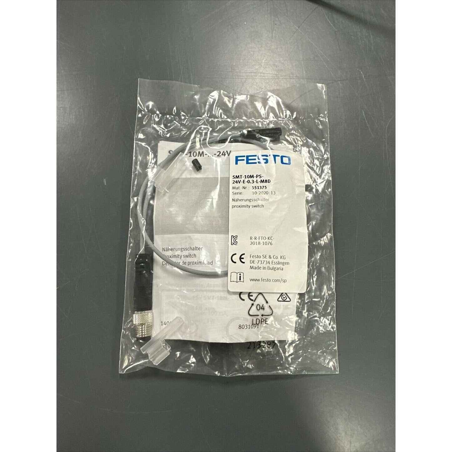 Festo SMT-10M-PS 24V proximity sensor, industrial automation part.