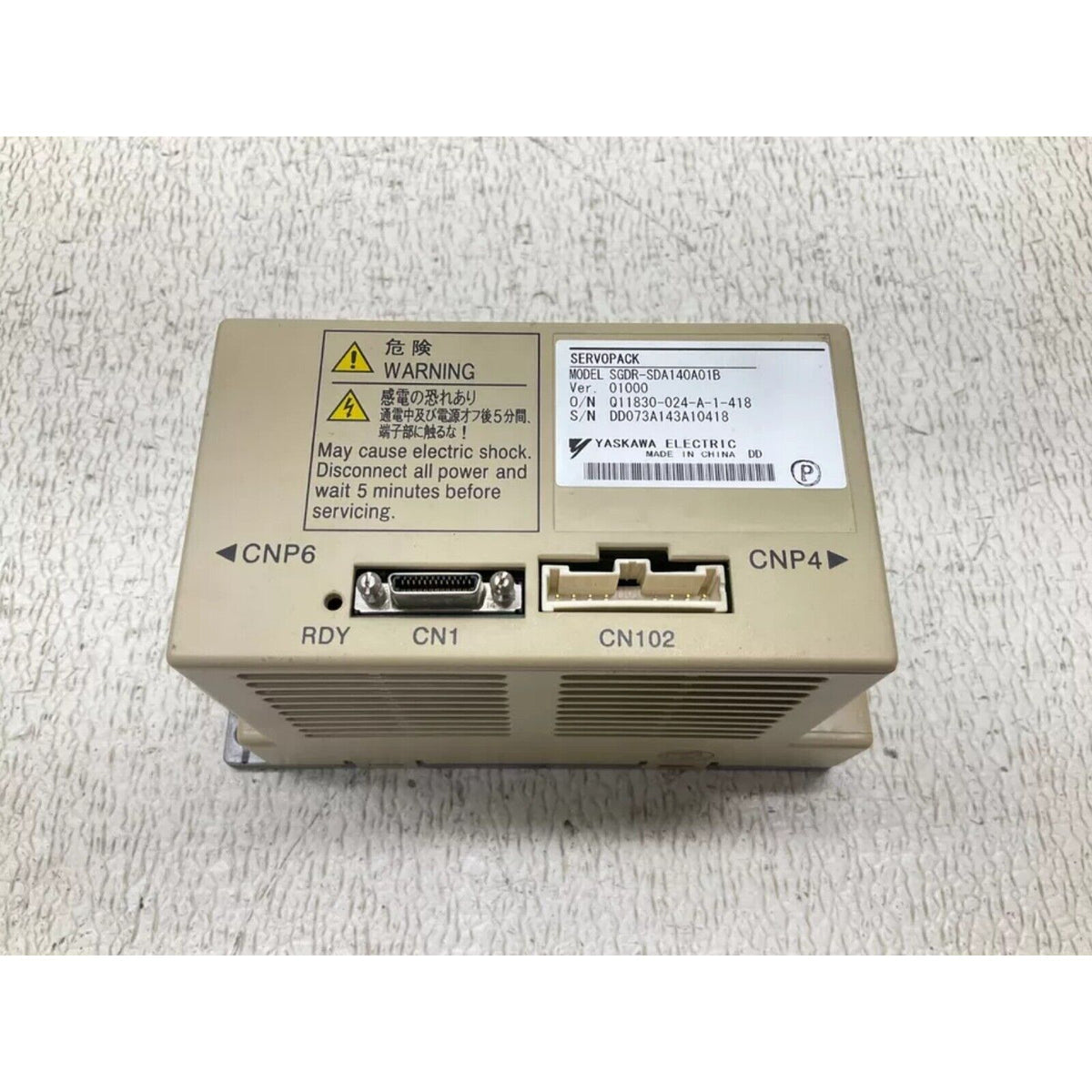 Yaskawa SGDR-SDA140A01B Servo Drive unit with warning labels and connectors, industrial automation part.