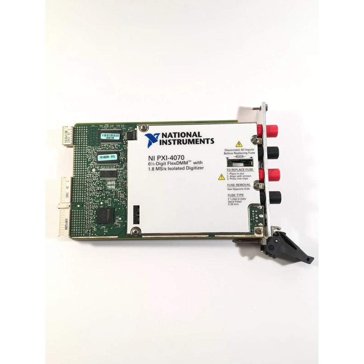 NI PXI-4070 digital multimeter. Features FlexDMM with 1.8 MS/s Isolated Digitizer. Includes fuse replacement instructions.