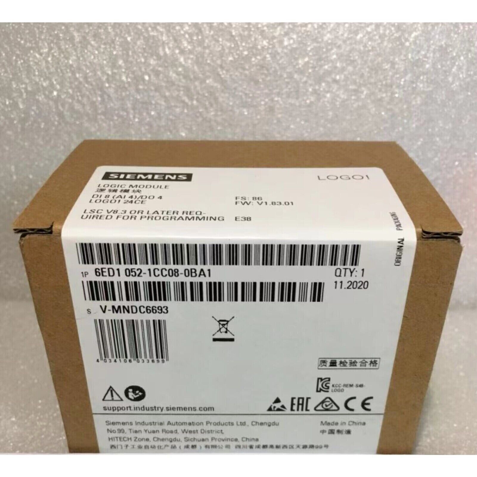 Siemens LOGO! 24CE Logic Module in original packaging, part number 6ED1052-1CC08-0BA1, industrial automation component.