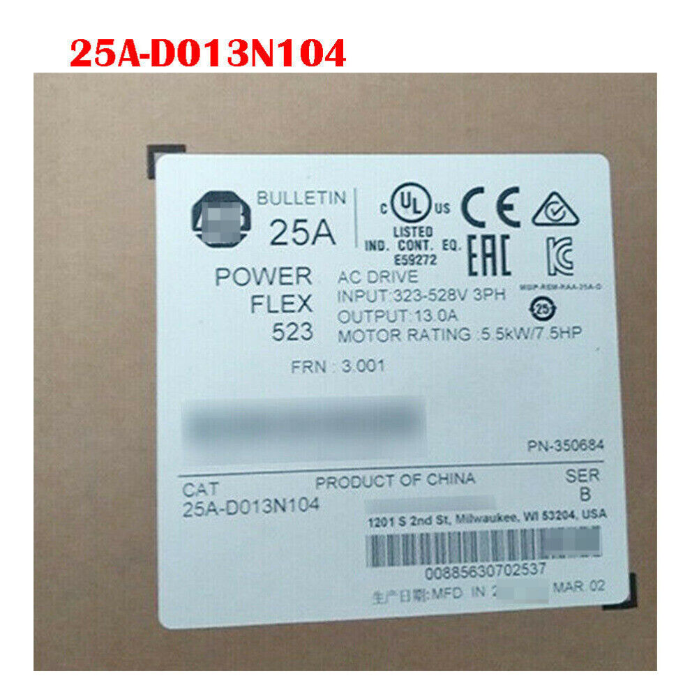 Allen-Bradley PowerFlex 523 AC Drive Label, 25A-D013N104, Product of China, industrial automation part.