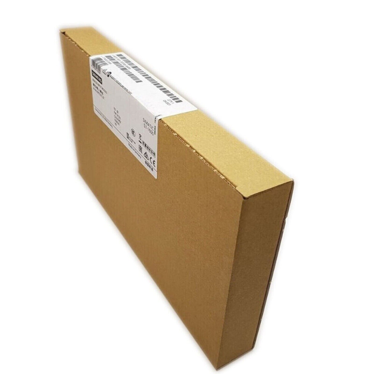 SIMATIC S7-1500 analog input module packaging, brown cardboard box with product label.