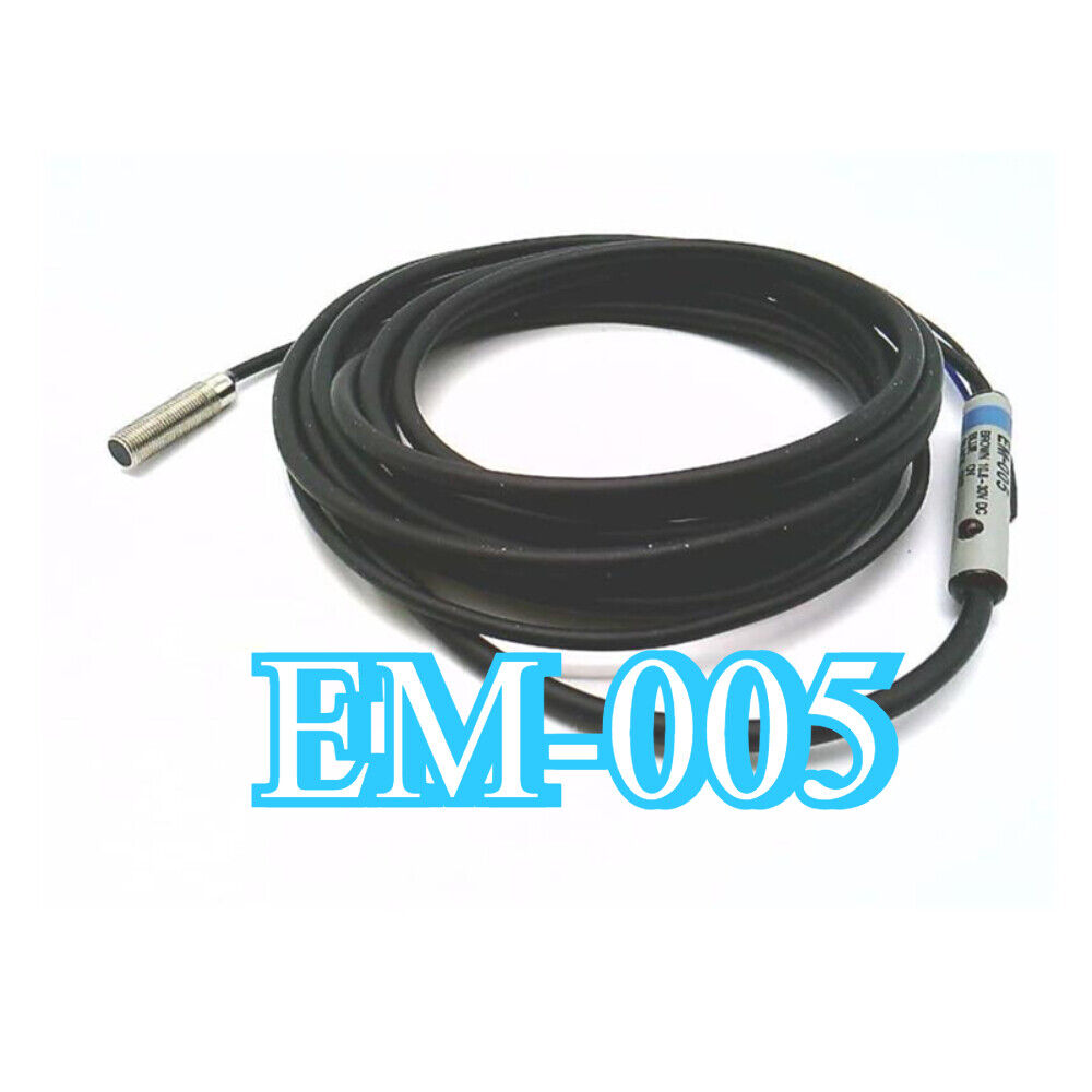 Keyence EM-005 Proximity Switch Sensor. Industrial automation part with black cable and metal sensor head. Fast shipping.
