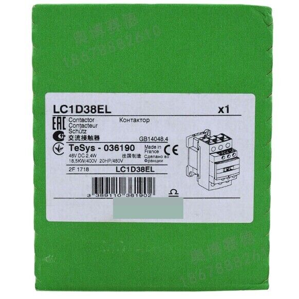 Schneider Electric LC1D38EL Contactor, 38A, 48VDC, TeSys series, France made, new