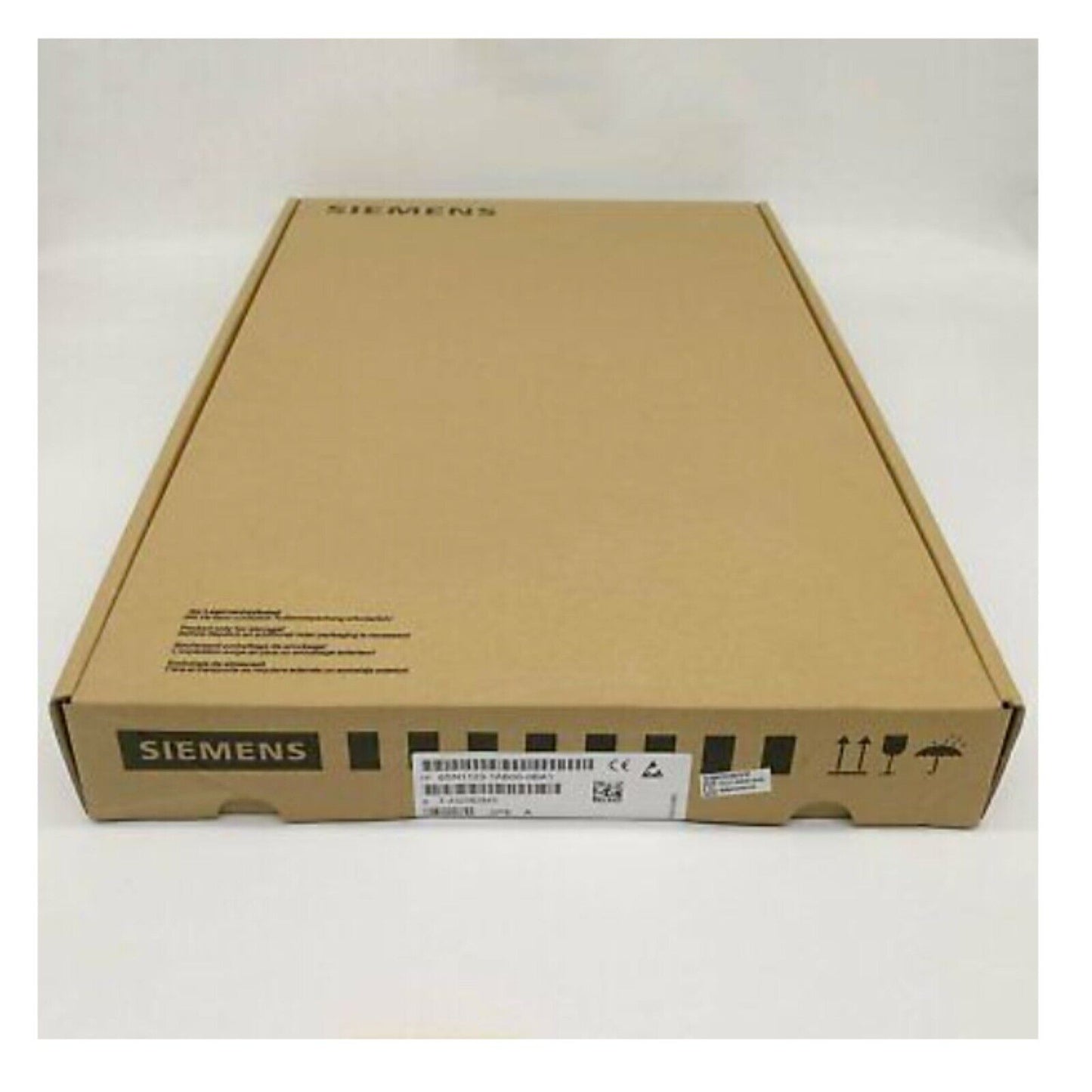 Siemens SINAMICS S120 control unit packaging box, brown cardboard, product details visible on the label