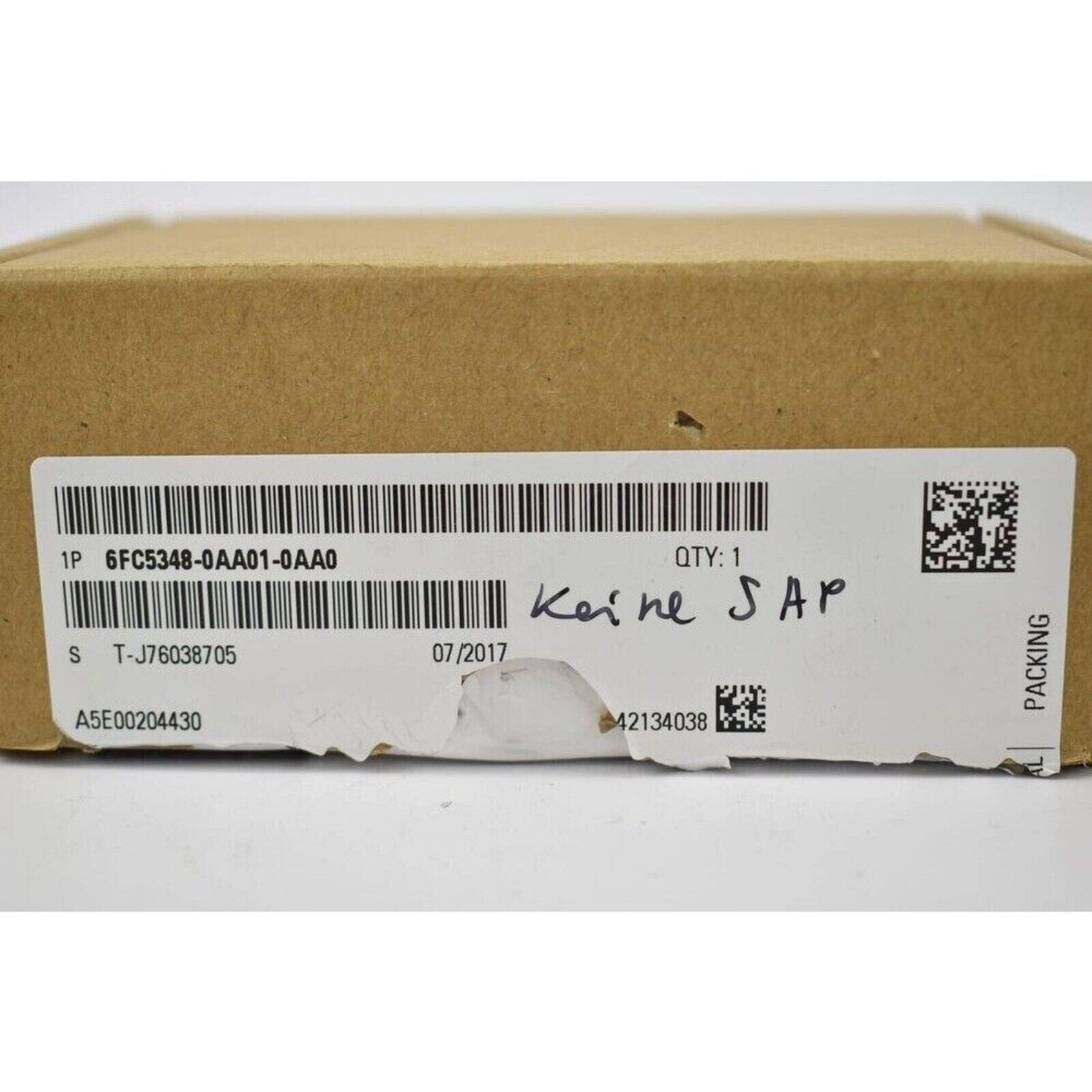 Siemens 6FC5348-0AA01-0AA0 product packaging with barcode and label detail