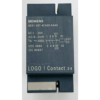 Siemens 6ED1057-4CA00-0AA0 Contactor, 24VDC, industrial automation part, with product specifications.