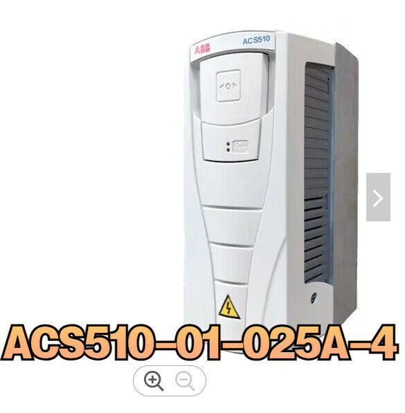 ABB ACS510-01-025A-4 Inverter, white industrial drive unit with safety warning.
