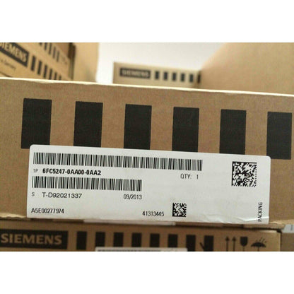 Siemens 6FC5247-0AA00-0AA2 PLC module packaging. Product label with part number and quantity.