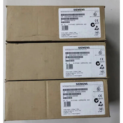 Siemens 6SE6400-0EN00-0AA0 Encoder Module boxes. Industrial automation parts for sale.