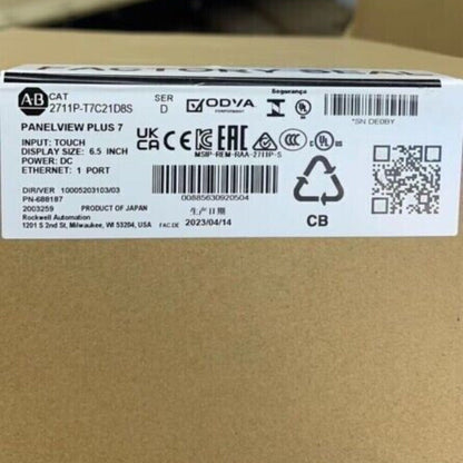 Allen-Bradley PanelView Plus 7 2711P-T7C21D8S HMI Terminal Box, 6.5 inch Display, Ethernet Port, New Sealed