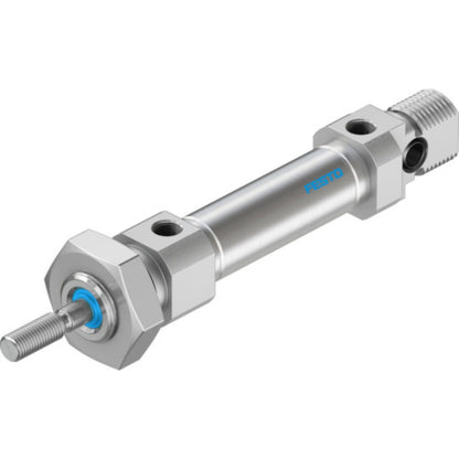 Festo DSNU-10-85-P-A Pneumatic Cylinder. Silver pneumatic cylinder with FESTO logo.