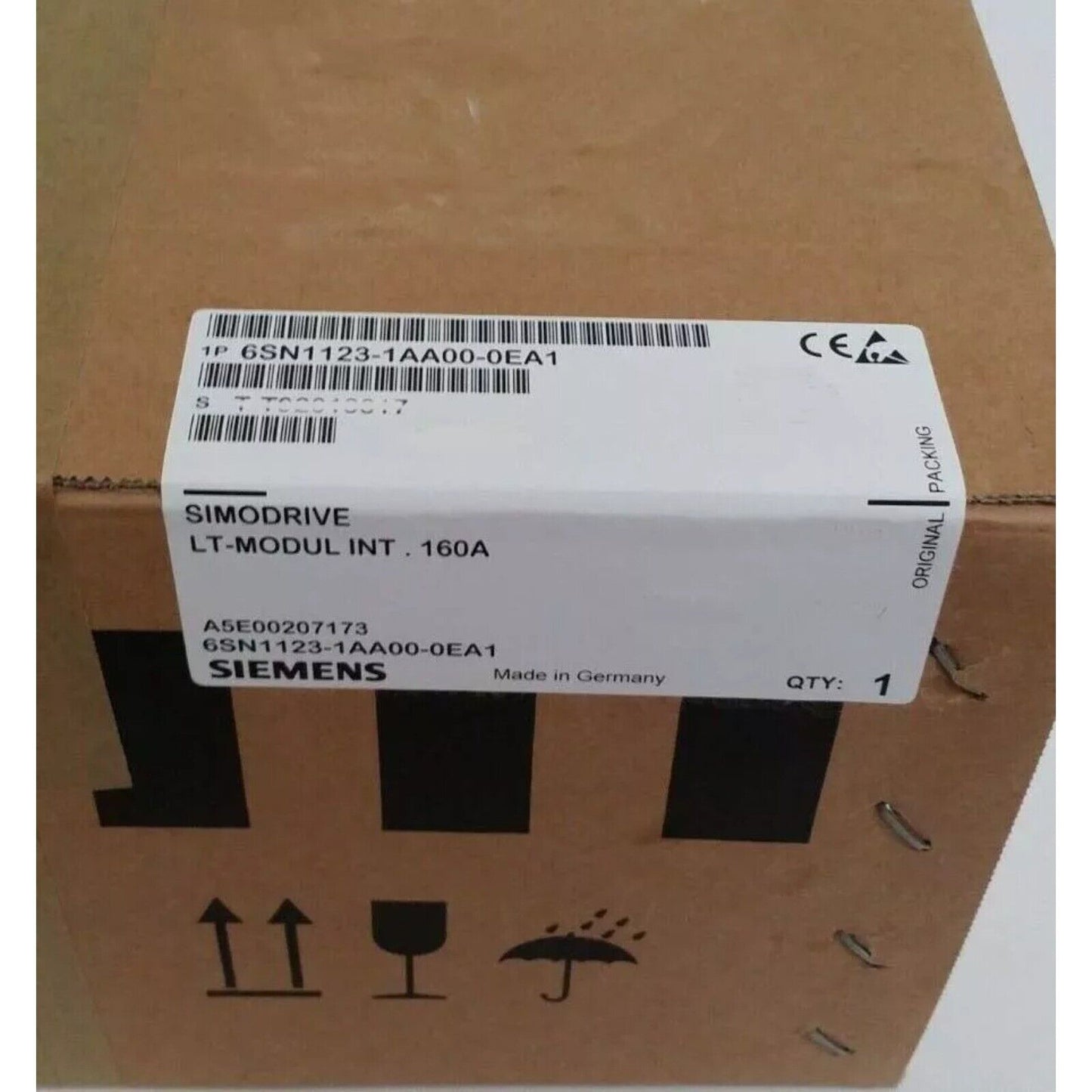 Siemens SIMODRIVE LT-MODUL INT 160A power module packaging, 6SN1123-1AA00-0EA1 industrial automation part.