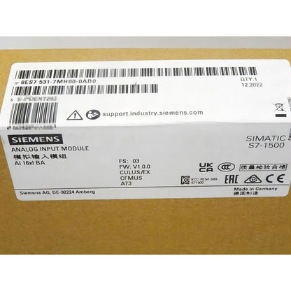 Siemens SIMATIC S7-1500 Analog Input Module 6ES7531-7MH00-0AB0 - Industrial Automation PLC Part