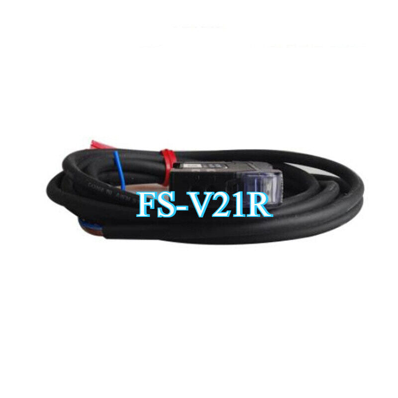 FS-V21R Fiber Optic Sensor, product photo, black cable, red tie, industrial sensor
