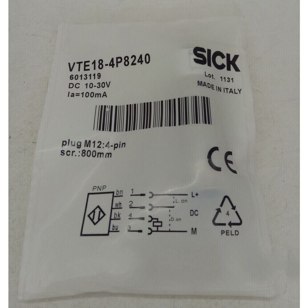 SICK VTE18-4P8240 Photoelectric Sensor, M12 4-pin plug, 800mm, Made in Italy
