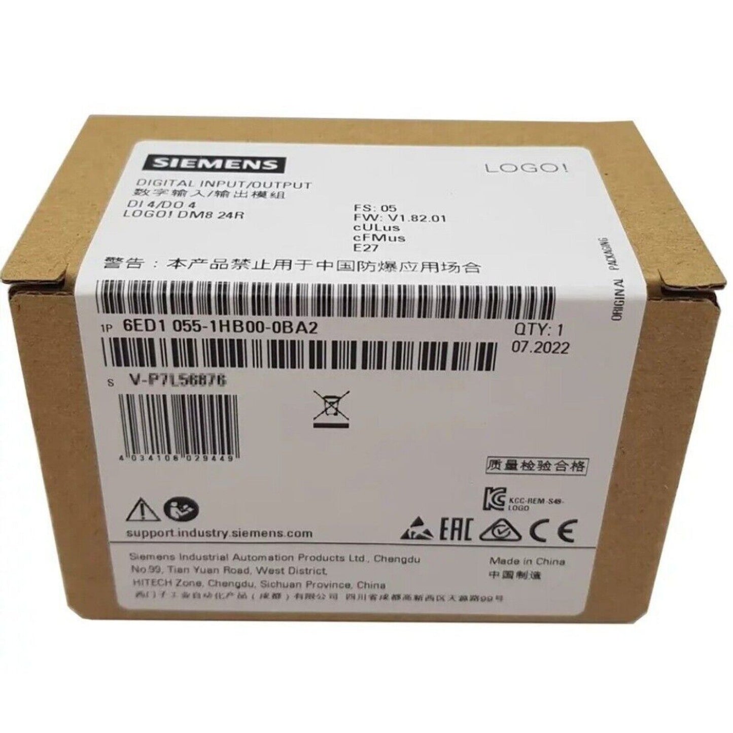 Siemens LOGO! DM8 24R expansion module box. Digital input/output PLC part.