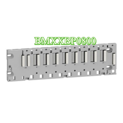 Schneider Electric PLC BMXXBP0800 module, gray and white with the model name.