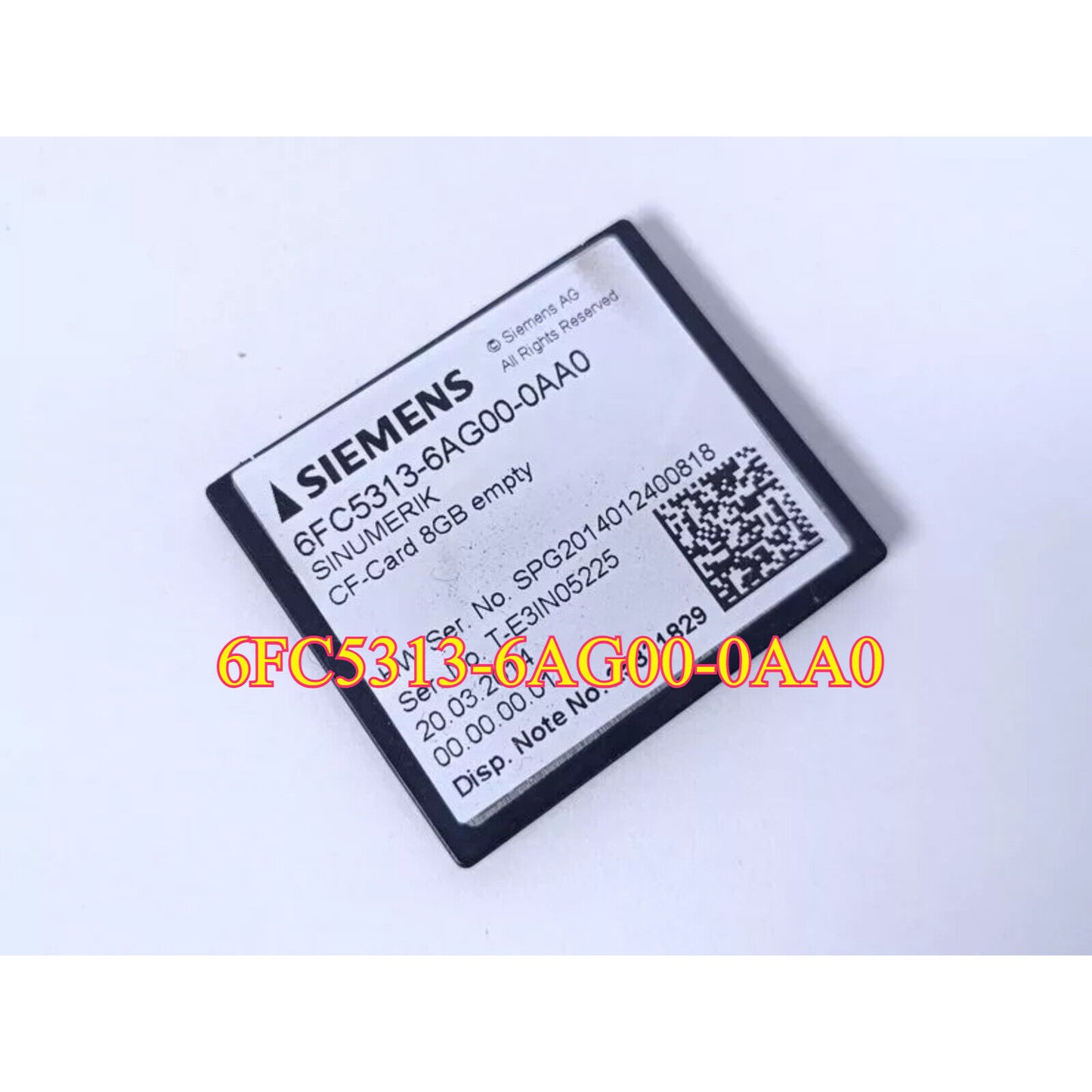 Siemens 6FC5313-6AG00-0AA0 memory card, CF-Card 8GB empty, industrial automation part.