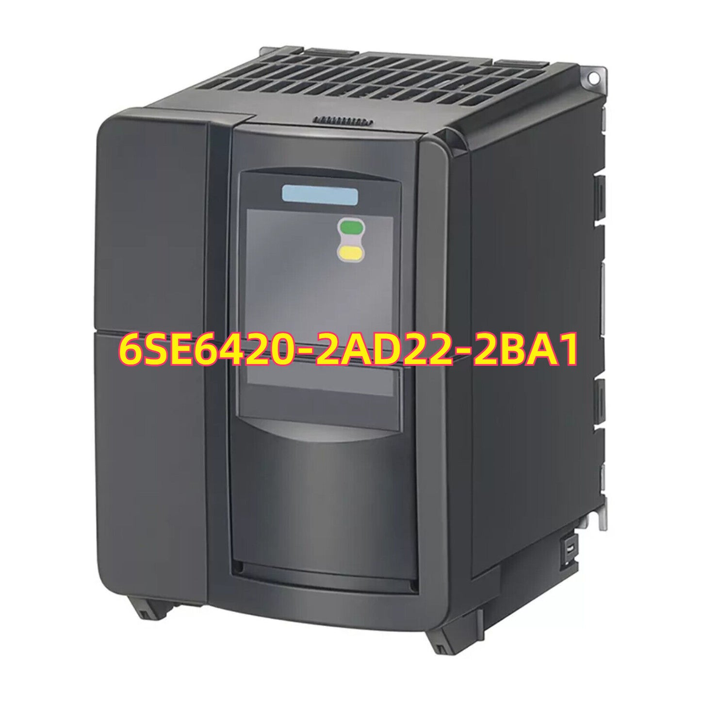 Siemens MICROMASTER 420 6SE6420-2AD22-2BA1 PLC drive, dark grey housing with display and indicator lights.