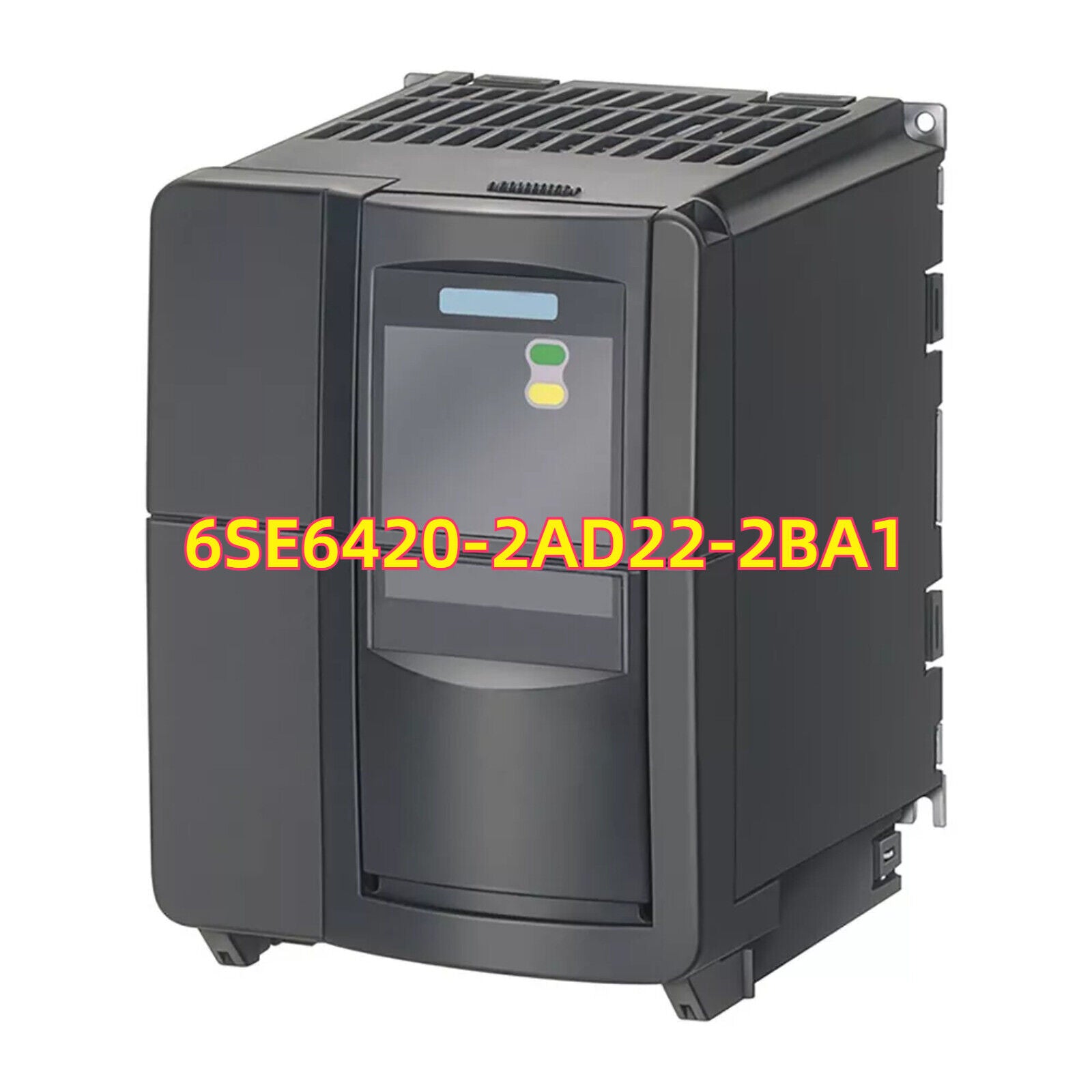Siemens MICROMASTER 420 6SE6420-2AD22-2BA1 PLC drive, dark grey housing with display and indicator lights.