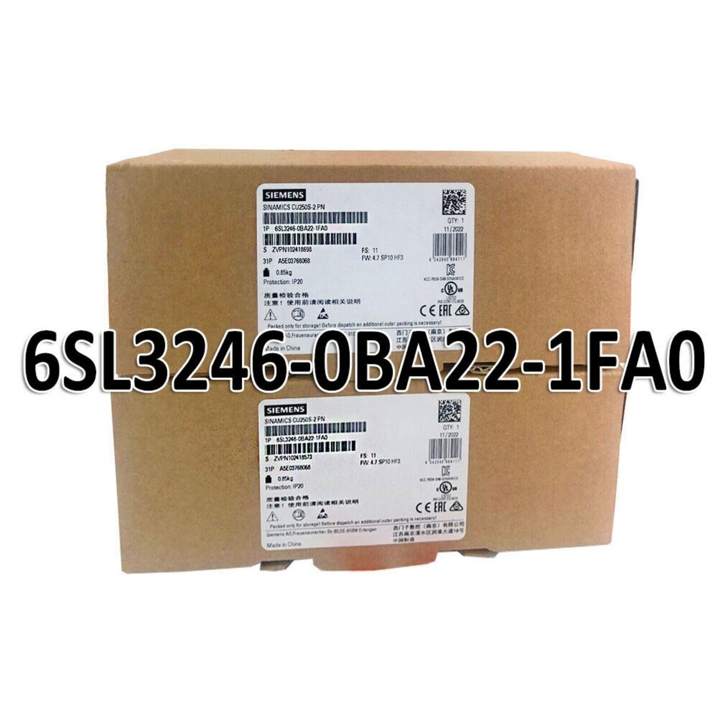 Siemens SINAMICS G120 Control Unit 6SL3246-0BA22-1FA0 box, product details.