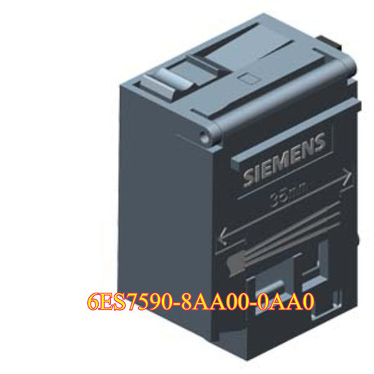 Siemens PLC spare part 6ES7590-8AA00-0AA0, grey industrial automation component