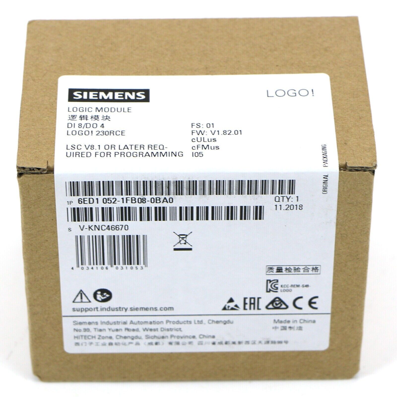 Siemens LOGO! 230RCE logic module in packaging, model 6ED1052-1FB08-0BA0, industrial automation part