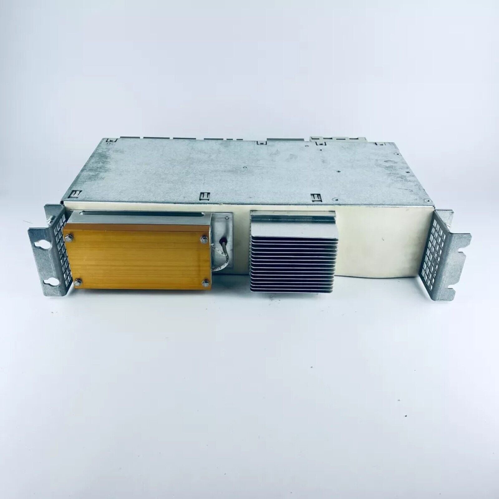 Siemens SIMODRIVE 611 Power Module 6SN1145-1AA01-0AA2, industrial automation part, silver and gold, front view.