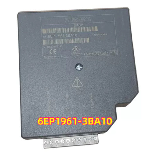 Siemens SITOP 6EP1961-3BA10 Signaling Module. Industrial automation part with terminals and warning symbol.