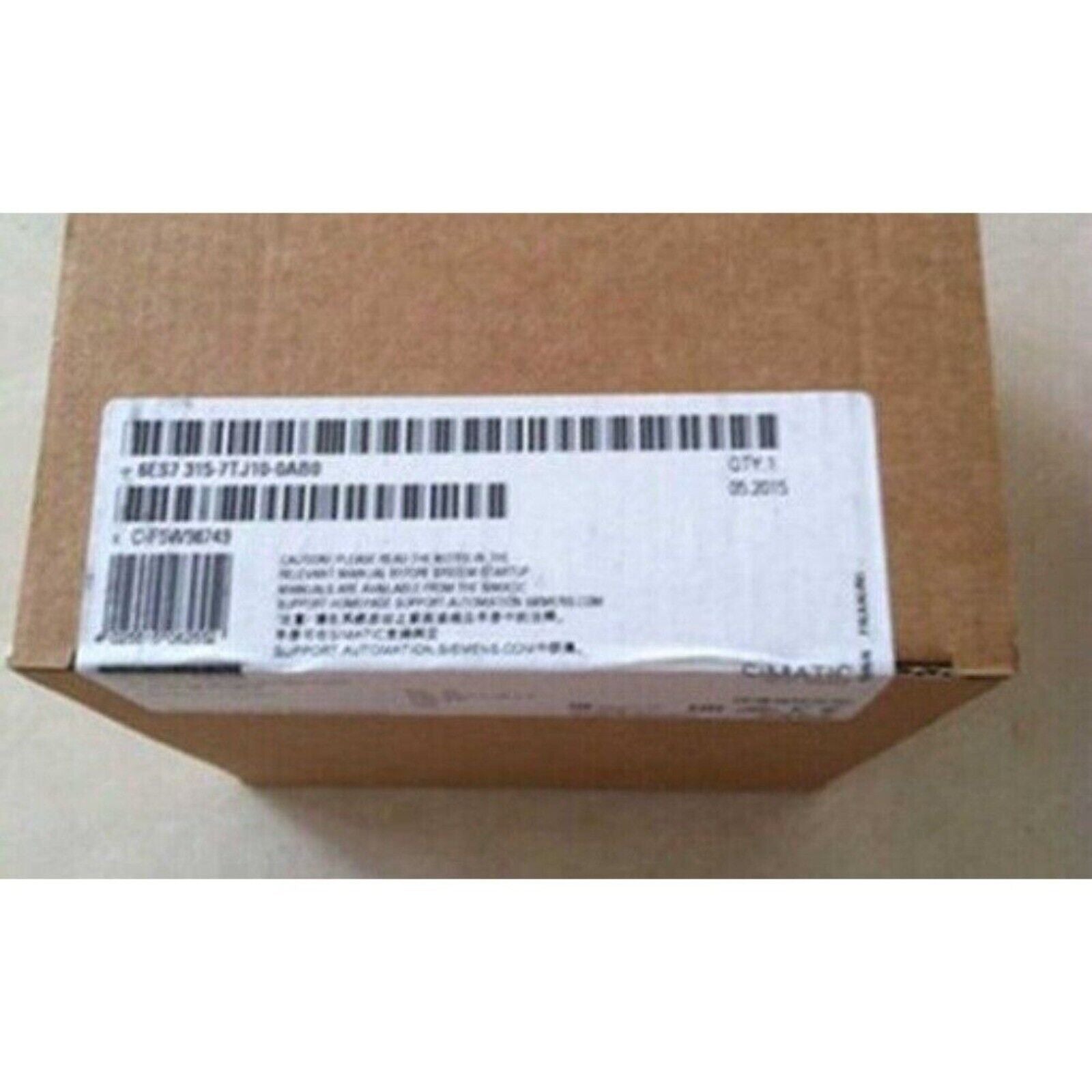 Siemens S7-300 PLC 6ES7 315-7TJ10-0AB0 in a brown cardboard box with label details, automation part.