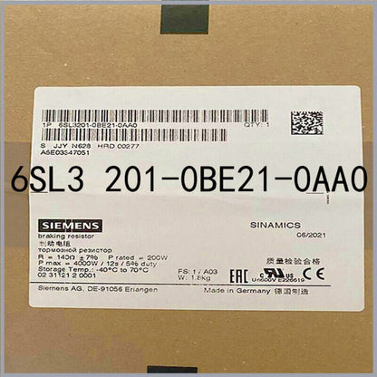 PLC | Siemens | 6SL3201-0BE21-0AA0 6SL3 201-0BE21-0AA0 SINAMICS BRAKING RESISTOR