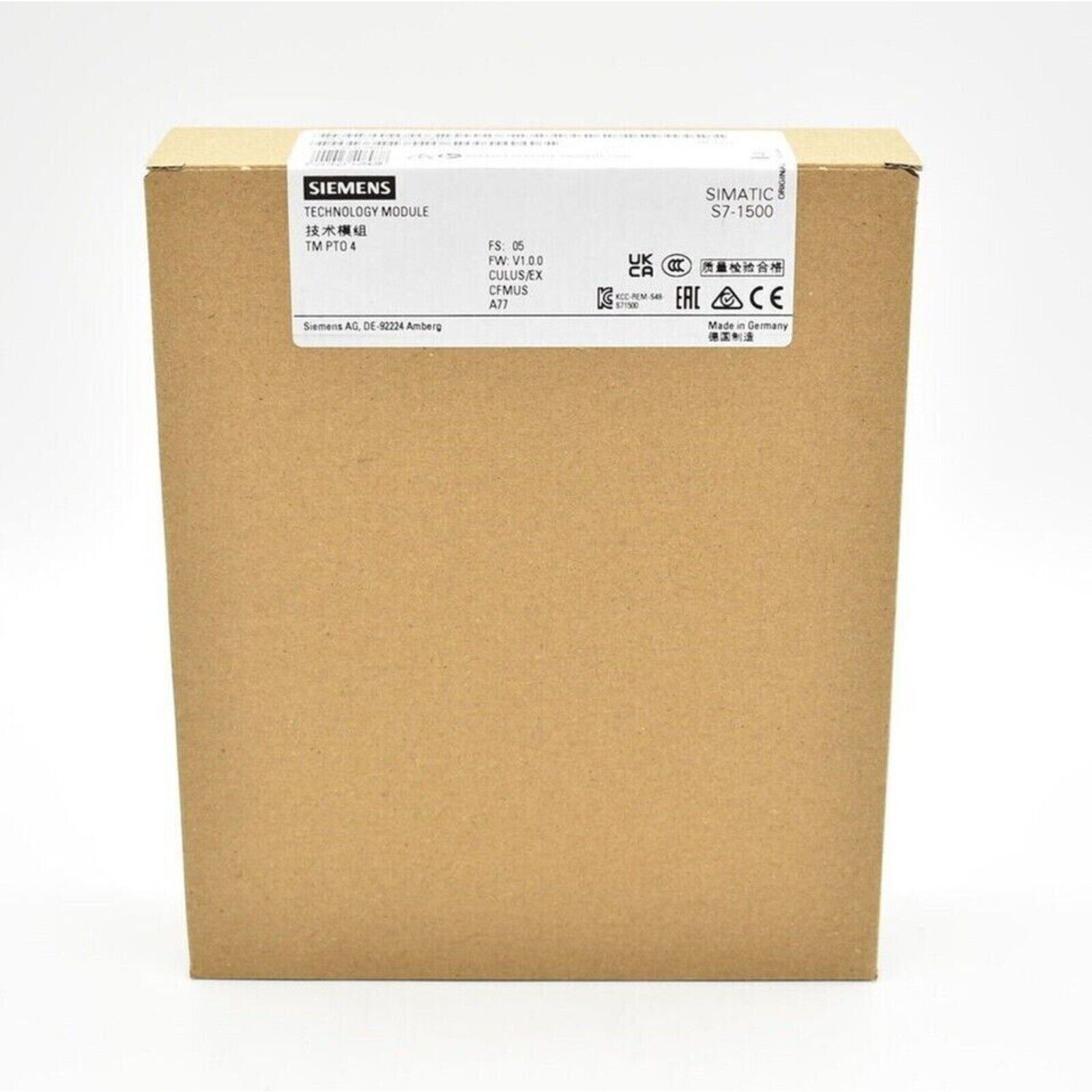 Siemens TM PTO 4 interface module box for SIMATIC S7-1500 PLC, Made in Germany.