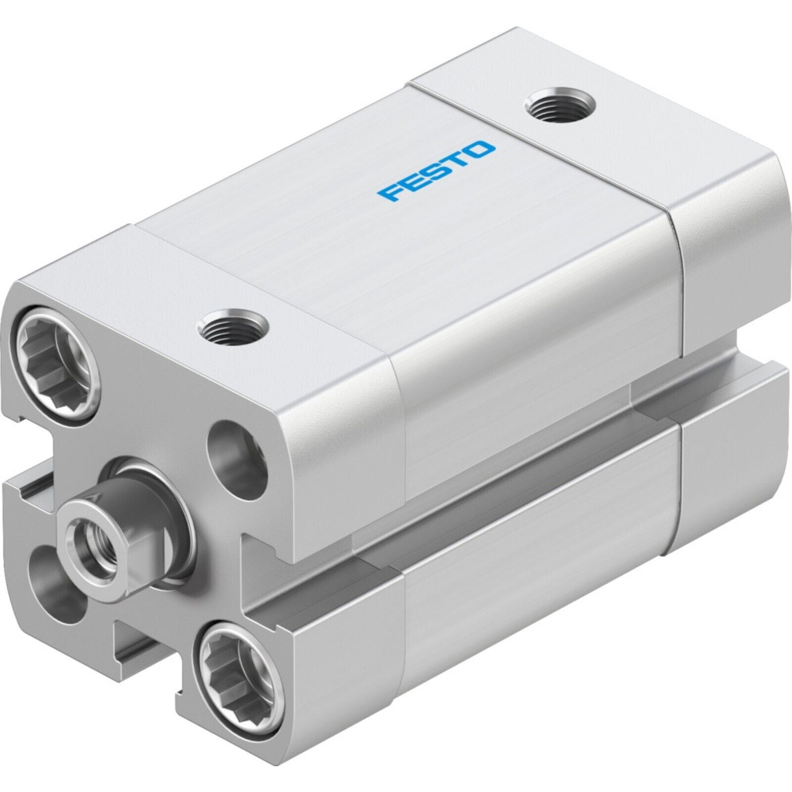Festo ADN-16-15-I-P-A Cylinder. Silver pneumatic cylinder with Festo logo, industrial automation component.