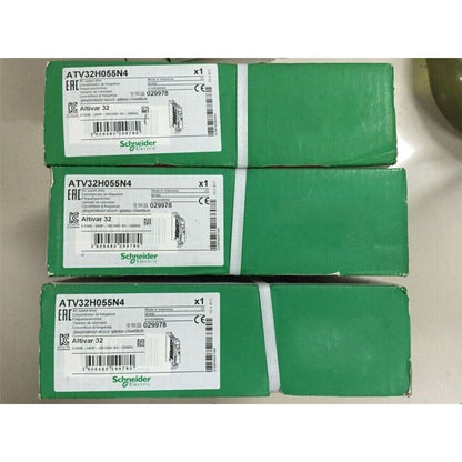 Schneider ATV32H055N4 Drive Inverter, new in green boxes, industrial automation part.