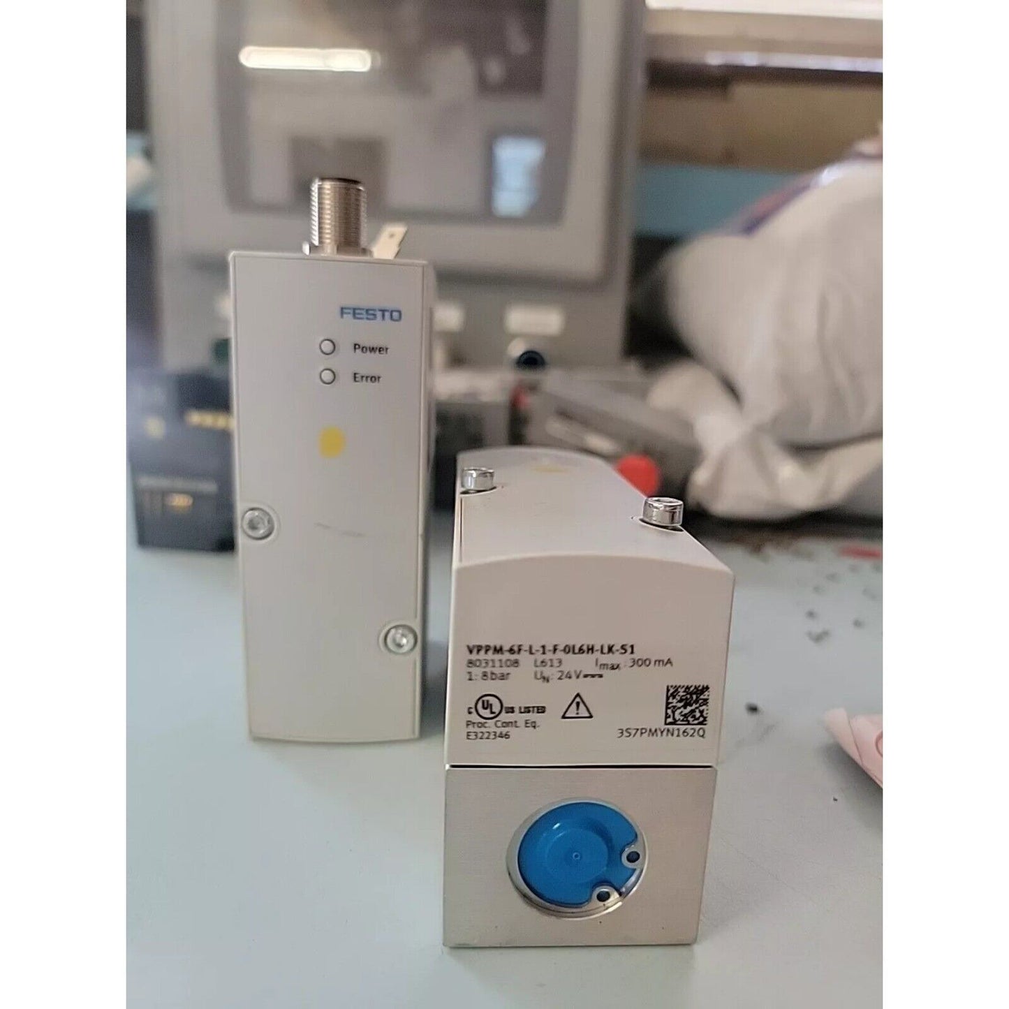 FESTO VPPM proportional valve, featuring power and error indicators, industrial automation part.