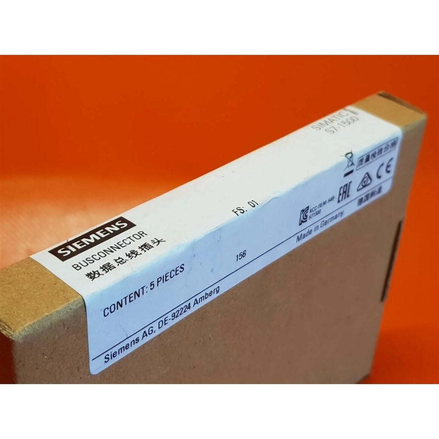 Siemens S7-1500 Bus Connector box, product packaging, Made in Germany, 5 pieces