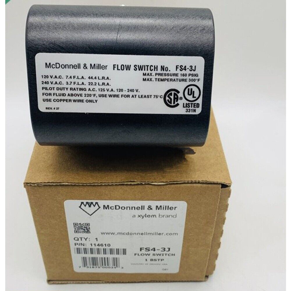 Honeywell FS4-3J water flow switch controller, McDonnell & Miller brand, new in box