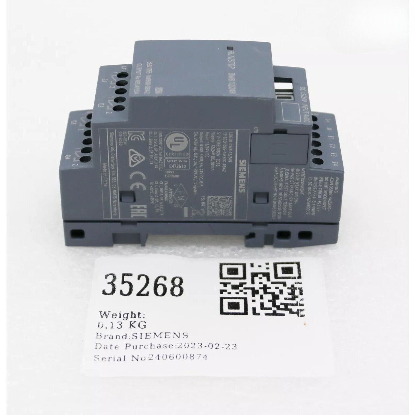 Siemens 6ED1055-1MB00-0BA2 LOGO! DM8 12/24R expansion module, digital I/O for industrial automation.