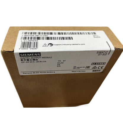 Siemens SIMATIC S7-300 Digital Output Module 6ES7326-2BF10-0AB0 in original packaging, made in Germany.