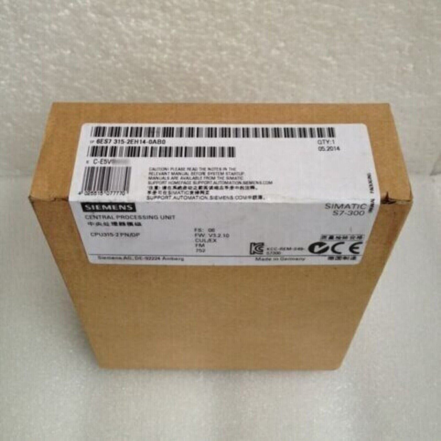 Siemens SIMATIC S7-300 CPU 315-2EH14-0AB0 Box, Central Processing Unit Product, Made in Germany.
