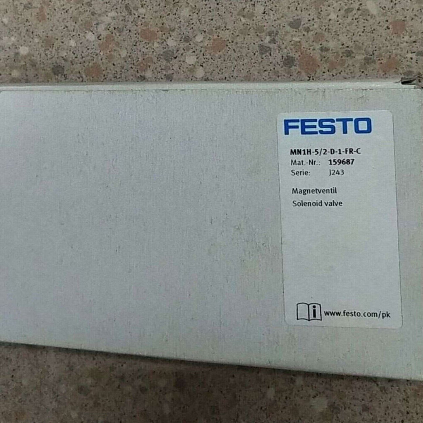 Festo MN1H-5/2-D-1-FR-C Solenoid Valve packaging, product details visible.