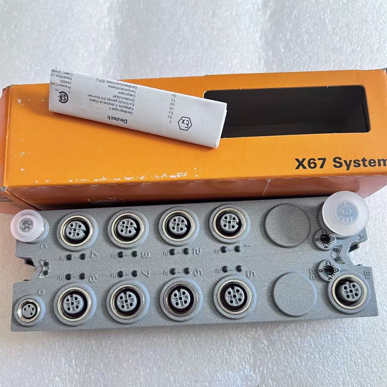 B&R X67DM9331.L12 I/O module. Digital mixing module, featuring multiple connectors and a product label.