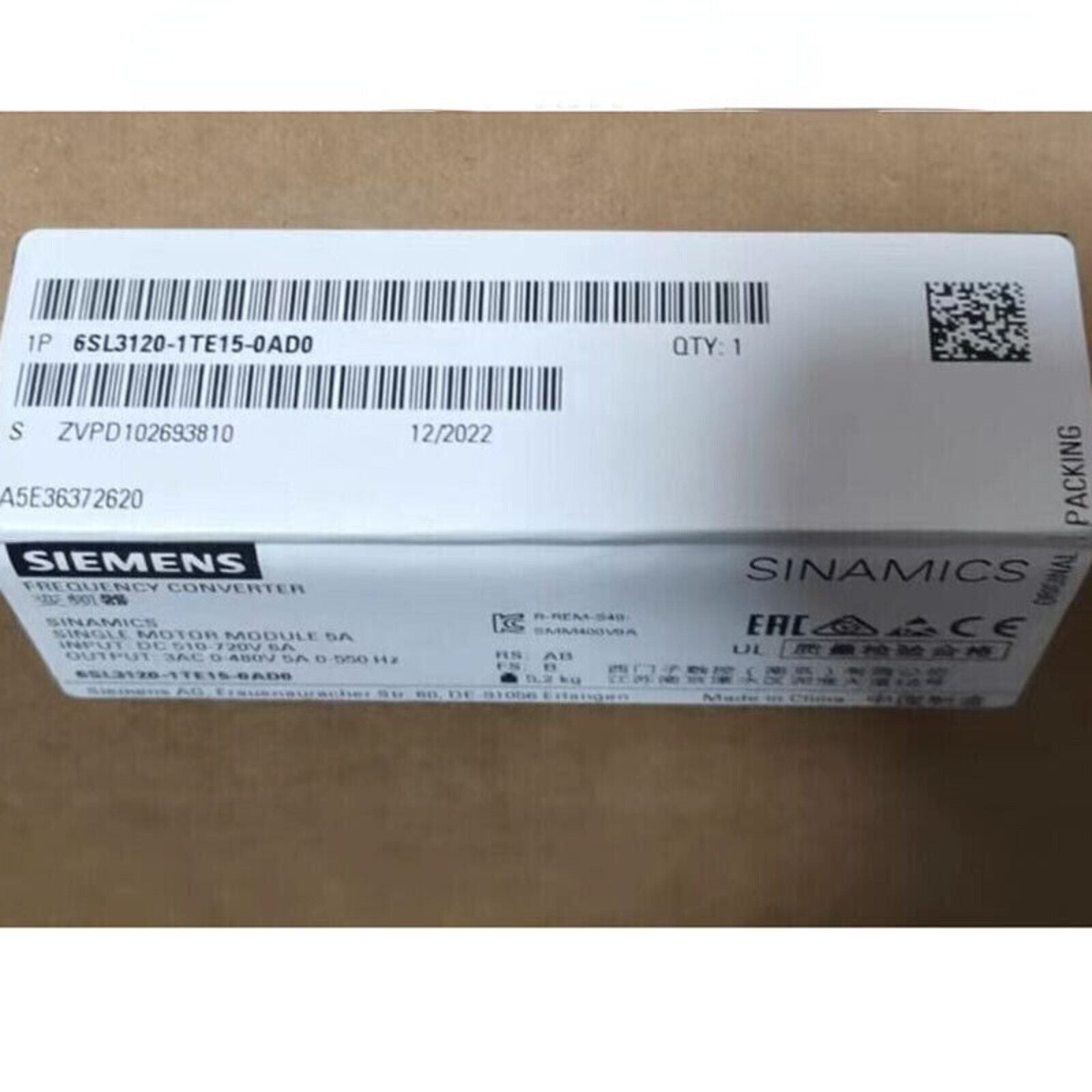 Siemens SINAMICS S120 Single Motor Module 6SL3120-1TE15-0AD0 - Industrial Automation Part