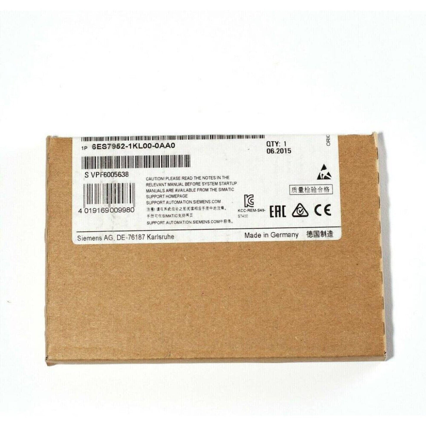 Siemens SIMATIC S7-400 Memory Card packaging, 6ES7952-1KL00-0AA0, Made in Germany