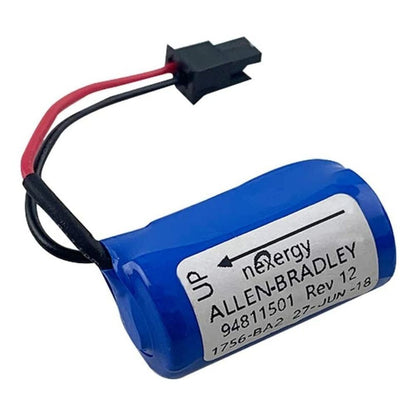 Allen-Bradley 1756-BA2 lithium battery pack with connector,  'nexergy ALLEN-BRADLEY 94811501 Rev 12' text.
