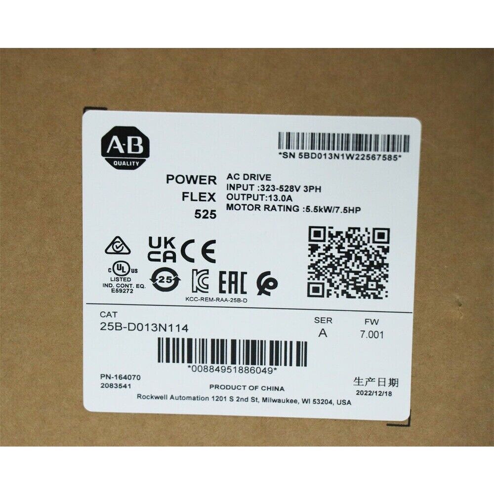 Allen-Bradley PowerFlex 525 AC Drive, 25B-D013N114 product information, AC Drive details