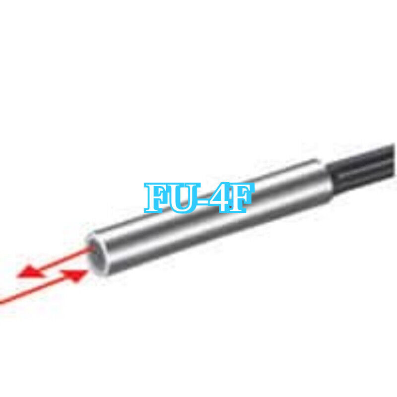 Keyence FU-4F Fiber Optic Sensor, silver cylindrical body with red arrows indicating light beam.